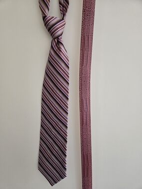 Roger Ximenez Pink Italian Calfskin Leather Belt SZ 36 w/ Matching Ted Baker Tie